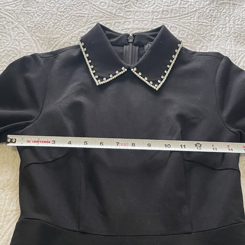 Kate Spade Black Pearl Rhinestone Embellished Collar Fit Flare Dress XS NJMU8188 - Picture 13 of 14